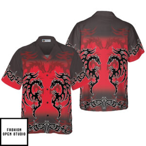 Red Tribal Dragon Hawaiian Shirt