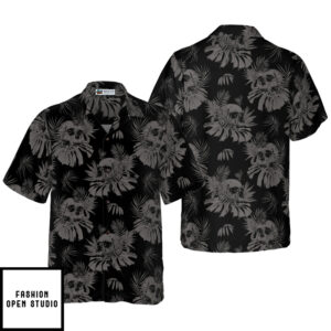 Seamless Gothic Skull With Butterfly Goth Men Hawaiian Shirt