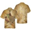 Texas State Map And Compass Pattern Hawaiian Shirt, Insignia State Of Texas Shirt, Texas Shirt For Men