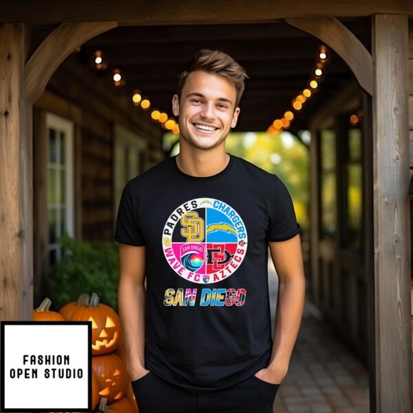 2023 San Diego Sports Teams T-Shirt Padres Chargers Aztecs And Wave Fc