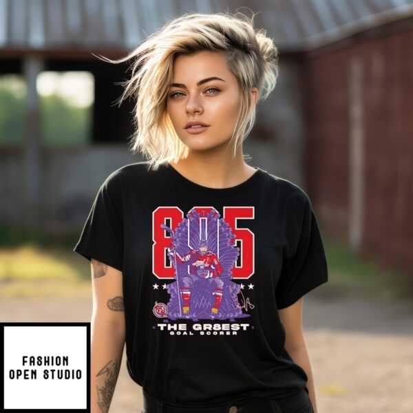 Alex Ovechkin Washington Capitals 895 Career Goals Signature Throne T-Shirt