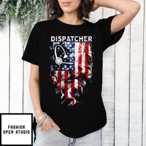 American Flag Dispatcher Patriotic Headset Smoke Effect Design 2025 T-Shirt