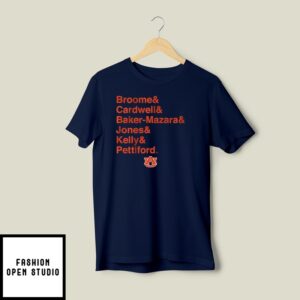 Auburn Tigers Basketball Broome & Cardwell & Baker-Mazara & Jones & Kelly & Pettiford T-Shirt