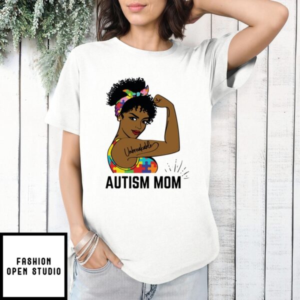 Autism Awareness Strong Mom Afro Mother Black Women Gift T-Shirt