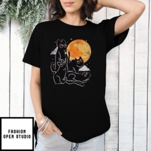 Black Cat Moon Vintage Collage 2025 T-Shirt