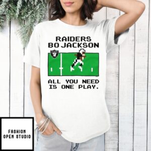 Bo Jackson Las Vegas Raiders Tecmo Bowl All You Need Is One Play Pixel T-Shirt