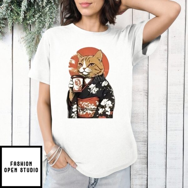 Cat Drinking Coffee 2025 T-Shirt