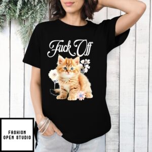 Fuck Off Cat Flower T-Shirt