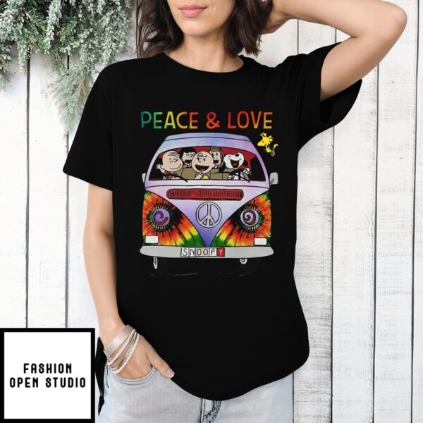 Hippie Snoopy Car Peace And Love T-Shirt