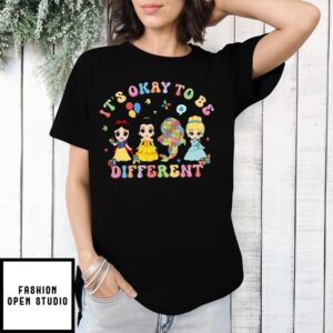 It’S Okay To Be Different Princess Puzzle Dolphin Autism Awareness T-Shirt