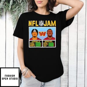 Jayden Daniels And Deebo Samuel Nfl Jam Washington Commanders 2025 Shirt