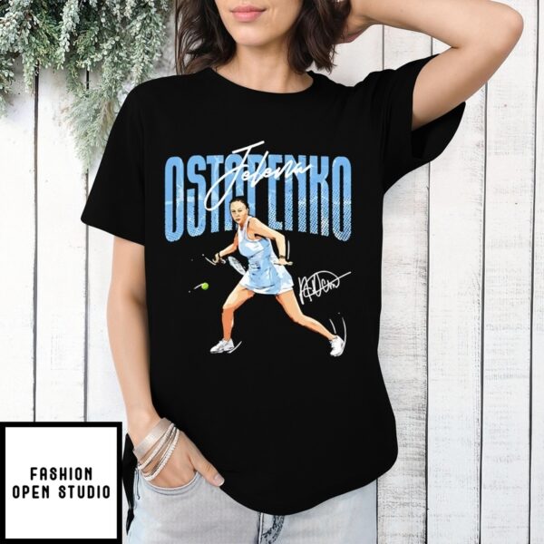 Jelena Ostapenko Tennis Player Name Signature Cartoon T-Shirt