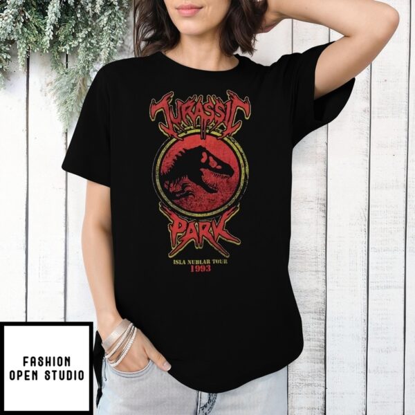 Jurassic Park Isla Nublar Tour 1993 Logo Metal Vintage T-Shirt