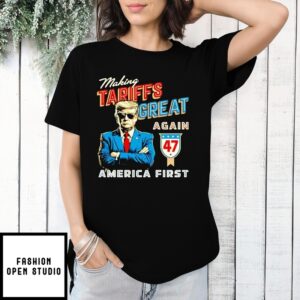 Making Tariffs Great Again Amerian First Illustration Trump 47 T-Shirt