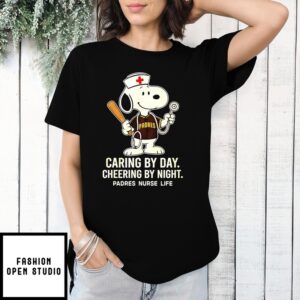 Padres Nurse Life Nursing Caring By Day Cheering By Night T-Shirt