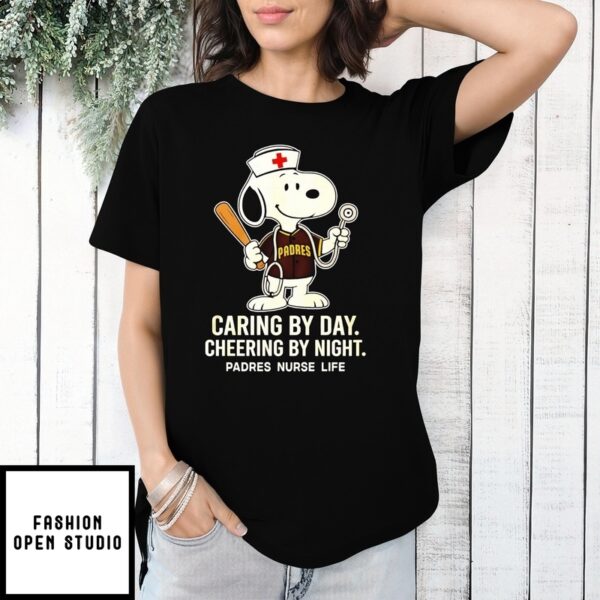Padres Nurse Life Nursing Caring By Day Cheering By Night T-Shirt