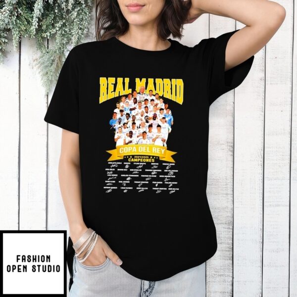 Real Madrid Campeones Fc Copa Del Rey 2024 2025 Champions Signature T-Shirt