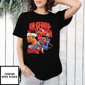 Shai Gilgeous-Alexander Oklahoma City Thunder Player Signature Illustration Bootleg Style T-Shirt