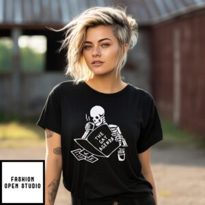 Skeleton Coffee Reading The Gay Agenda Book T-Shirt