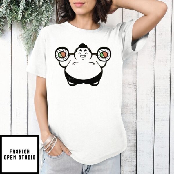 Sumo Wrestler Lifting Sushi Barbell T-Shirt