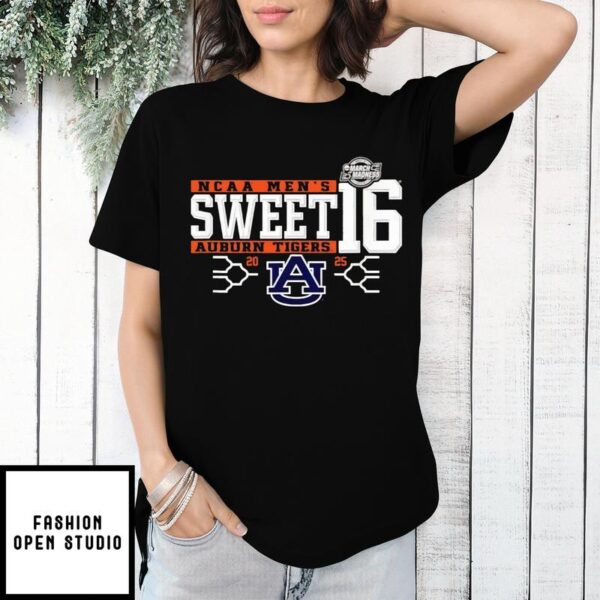 Sweet 16 Auburn Tigers 2025 NCAA Men’s Basketball Championship March Madness Logo T-Shirt