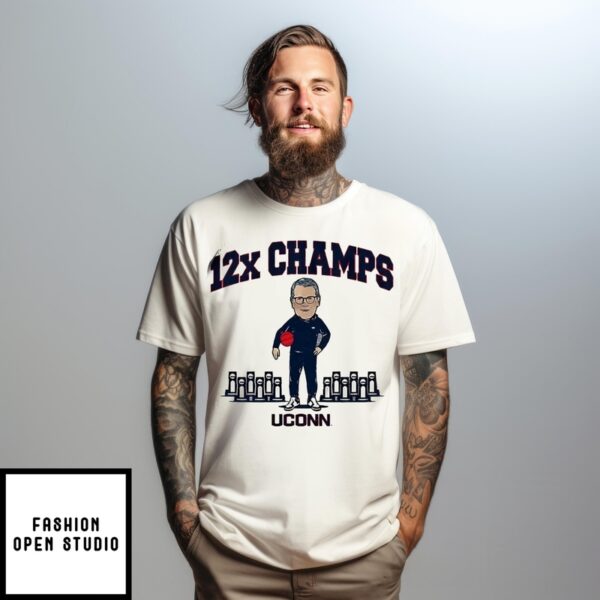 Uconn Huskiers Basketball Geno Auriemma 12X Champ Chibi T-Shirt