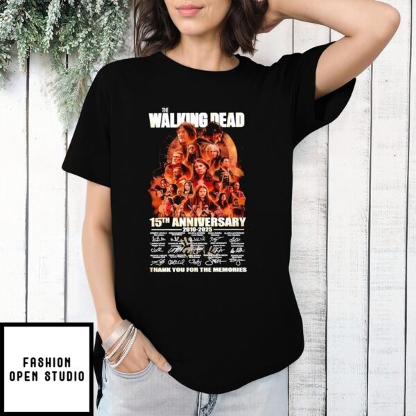 Walking Dead 15Th Anniversary 2010 2025 Thank You For The Memories Signature T-Shirt