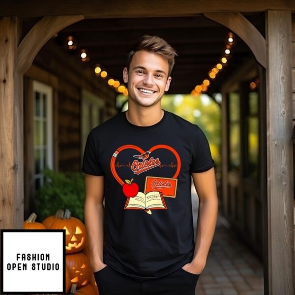 Baltimore Orioles Educators And Baseball Heart Apple T-Shirt