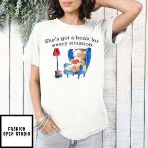 Bear Reading Book She’S Got A Book For Every Situation T-Shirt