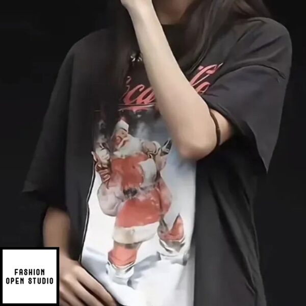 Bini Colet Wearing Coca Cola Santa Claus T-Shirt