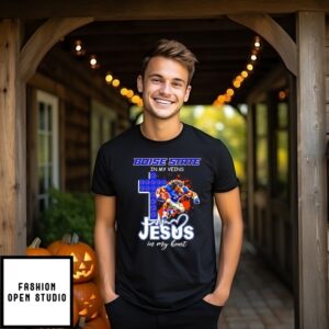 Boise State Broncos In My Veins Jesus In My Heart Cross Mascot T-Shirt