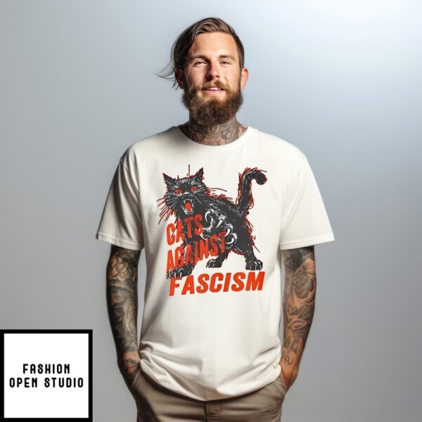 Cats Against Fascism Black Cat T-Shirt