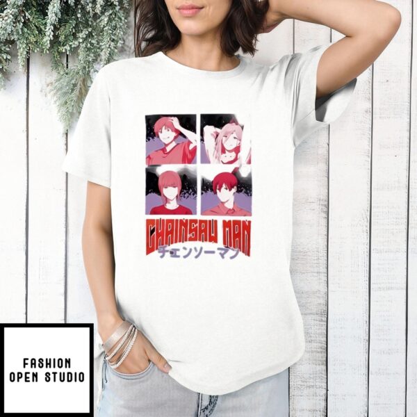 Chainsaw Man Tonal Group Grid Foil Girls T-Shirt