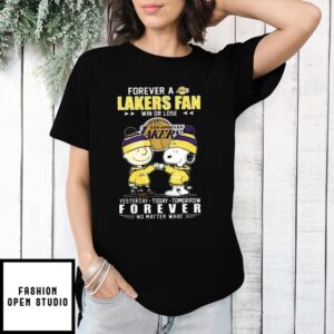 Charlie Brown Snoopy Fist Pump Forever A La Lakers Fan Win Or Lose No Matter What T-Shirt