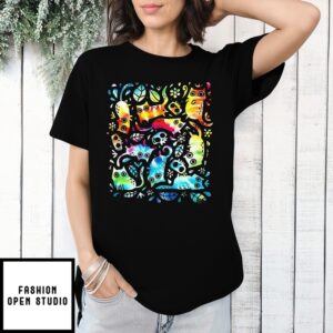 Colorful Cats And Skulls Nine Lives T-Shirt