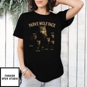 Custom Papa’S Wolf Pack Father’S Day T-Shirt