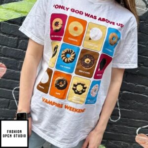 Dunkin’ Donuts Only God Was Above Us Vampire Weekend T-Shirt – Podxmas Custom Clothing Store
