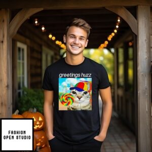 Greetings Huzz Cat Rainbow Candy T-Shirt