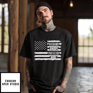Husband Daddy Protector Hero Usa Flag T-Shirt