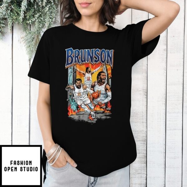 Jalen Brunson New York Knicks Basketball Graphic Comic Collage T-Shirt