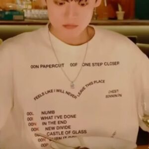 Kang Yu Chan Wearing Oon Papercut Oof One Step Closer Feels Like I Will Never Leave This Place T-Shirt – Podxmas Custom Clothing Store