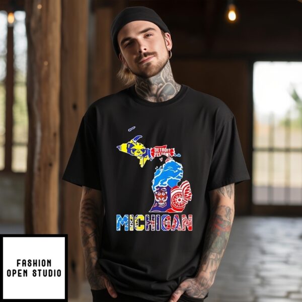 Michigan Sports Fans Map T-Shirt