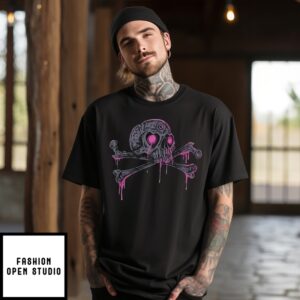 Pink And Grey Dripping Skull T-Shirt