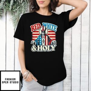 Pope Leo Xiv Red White Holly First American Pope In History Flag T-Shirt