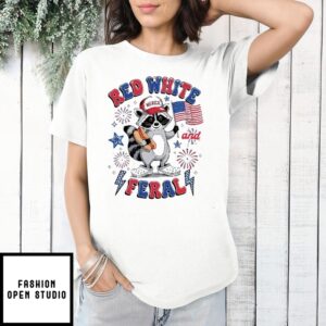 Red White And Feral Raccoon Crocs Hotdog Patriotic Animal 4Th Of July Usa Independence Day T-Shirt