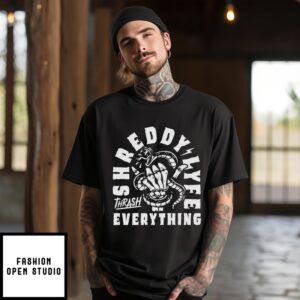 Shreddy Lyfestyle Thrash Everything Snake Hand Skeleton T-Shirt