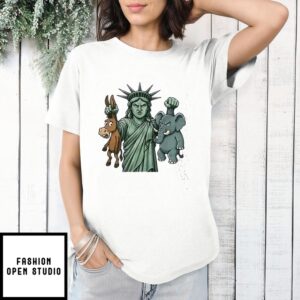 Statue Of Liberty Principle Over Party T-Shirt