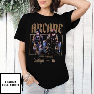 Arcane Caitlyn And Vi Piltover Enforcers Dark Wash T-Shirt