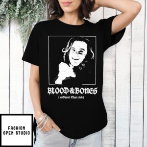 Blood And Bones A Ghost Chat Club Black White Design T-Shirt