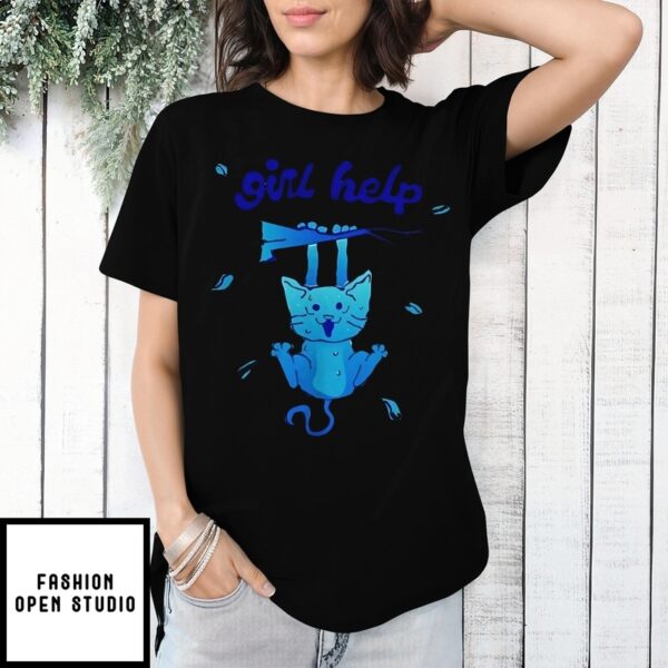 Cat Hang In There Girl Help T-Shirt